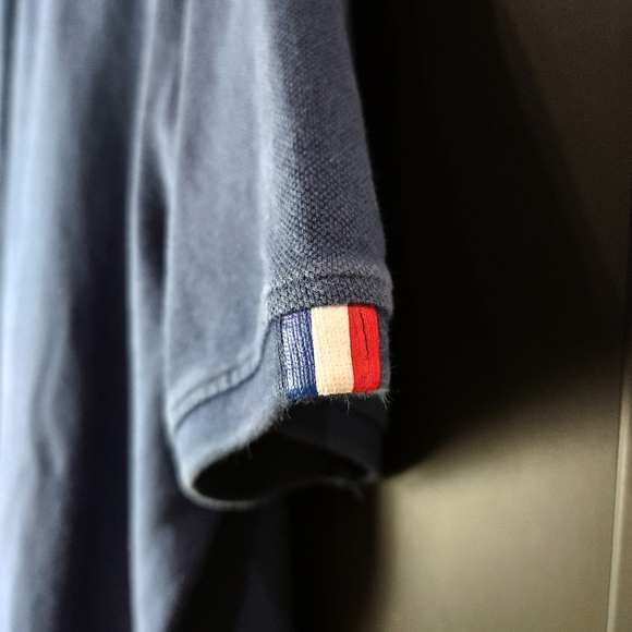 SERGE BLANCO NAVY BLUE POLO WITH HEART PATCH SIZE 2XL - Picture 5 of 7